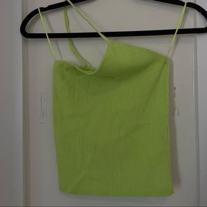 Lime green asymmetric knit top